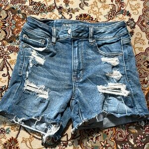 American Eagle shorts 0 Next Level stretch Denim High Rise Shortie Distressed